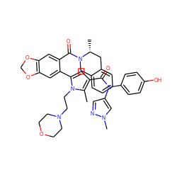 Cc1c(C(=O)N(c2ccc(O)cc2)c2cnn(C)c2)cc(-c2cc3c(cc2C(=O)N2Cc4ccccc4C[C@H]2C)OCO3)n1CCN1CCOCC1 ZINC000261191970