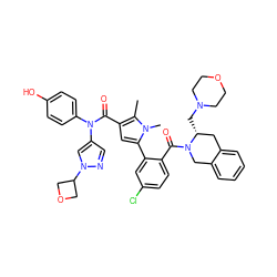 Cc1c(C(=O)N(c2ccc(O)cc2)c2cnn(C3COC3)c2)cc(-c2cc(Cl)ccc2C(=O)N2Cc3ccccc3C[C@H]2CN2CCOCC2)n1C ZINC000261070922