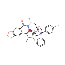 Cc1c(C(=O)N(c2ccccc2)c2ccc(O)cc2)cc(-c2cc3c(cc2C(=O)N2Cc4ccccc4C[C@H]2C)OCO3)n1C ZINC000261184047