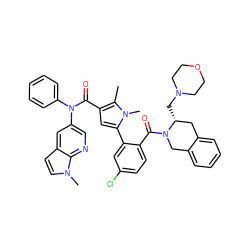 Cc1c(C(=O)N(c2ccccc2)c2cnc3c(ccn3C)c2)cc(-c2cc(Cl)ccc2C(=O)N2Cc3ccccc3C[C@H]2CN2CCOCC2)n1C ZINC000261154156