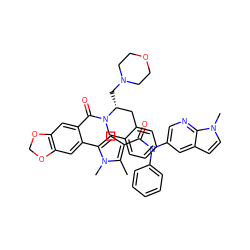 Cc1c(C(=O)N(c2ccccc2)c2cnc3c(ccn3C)c2)cc(-c2cc3c(cc2C(=O)N2Cc4ccccc4C[C@H]2CN2CCOCC2)OCO3)n1C ZINC000261094954