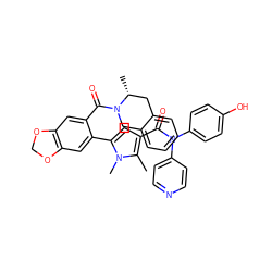 Cc1c(C(=O)N(c2ccncc2)c2ccc(O)cc2)cc(-c2cc3c(cc2C(=O)N2Cc4ccccc4C[C@H]2C)OCO3)n1C ZINC000261167821