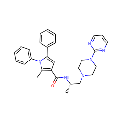 Cc1c(C(=O)N[C@@H](C)CN2CCN(c3ncccn3)CC2)cc(-c2ccccc2)n1-c1ccccc1 ZINC000045337237