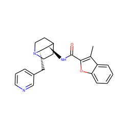 Cc1c(C(=O)N[C@@H]2C3CCN(CC3)[C@H]2Cc2cccnc2)oc2ccccc12 ZINC000095578232