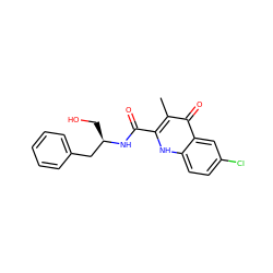 Cc1c(C(=O)N[C@H](CO)Cc2ccccc2)[nH]c2ccc(Cl)cc2c1=O ZINC001772592788