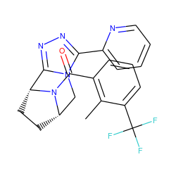 Cc1c(C(=O)N2[C@H]3CC[C@@H]2c2nnc(-c4ccccn4)n2C3)cccc1C(F)(F)F ZINC000215926526