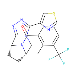 Cc1c(C(=O)N2[C@H]3CC[C@@H]2c2nnc(-c4cscn4)n2C3)cccc1C(F)(F)F ZINC000226097289