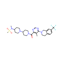 Cc1c(C(=O)N2CCC(N3CCC(N(C)S(C)(=O)=O)CC3)CC2)ncnc1N1CCc2ccc(C(F)(F)F)cc2C1 ZINC000199887759