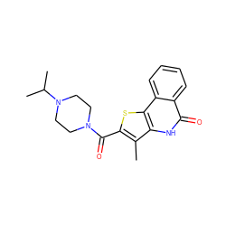 Cc1c(C(=O)N2CCN(C(C)C)CC2)sc2c1[nH]c(=O)c1ccccc12 ZINC000169352958