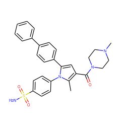 Cc1c(C(=O)N2CCN(C)CC2)cc(-c2ccc(-c3ccccc3)cc2)n1-c1ccc(S(N)(=O)=O)cc1 ZINC000064528069