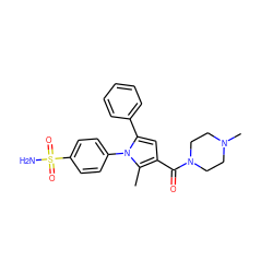 Cc1c(C(=O)N2CCN(C)CC2)cc(-c2ccccc2)n1-c1ccc(S(N)(=O)=O)cc1 ZINC000064511763