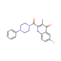 Cc1c(C(=O)N2CCN(c3ccccc3)CC2)[nH]c2ccc(Cl)cc2c1=O ZINC001772613219