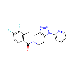 Cc1c(C(=O)N2CCc3c(nnn3-c3ccccn3)C2)ccc(F)c1F ZINC000225997799