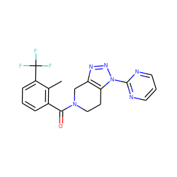 Cc1c(C(=O)N2CCc3c(nnn3-c3ncccn3)C2)cccc1C(F)(F)F ZINC000225989076