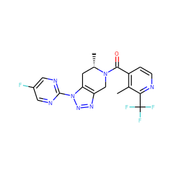 Cc1c(C(=O)N2Cc3nnn(-c4ncc(F)cn4)c3C[C@@H]2C)ccnc1C(F)(F)F ZINC000218439482