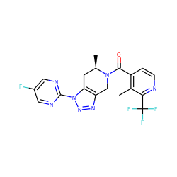 Cc1c(C(=O)N2Cc3nnn(-c4ncc(F)cn4)c3C[C@H]2C)ccnc1C(F)(F)F ZINC000221716173