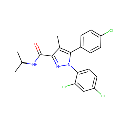 Cc1c(C(=O)NC(C)C)nn(-c2ccc(Cl)cc2Cl)c1-c1ccc(Cl)cc1 ZINC000013474254