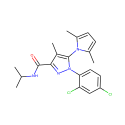 Cc1c(C(=O)NC(C)C)nn(-c2ccc(Cl)cc2Cl)c1-n1c(C)ccc1C ZINC000066259437