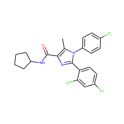 Cc1c(C(=O)NC2CCCC2)nc(-c2ccc(Cl)cc2Cl)n1-c1ccc(Cl)cc1 ZINC000013611882