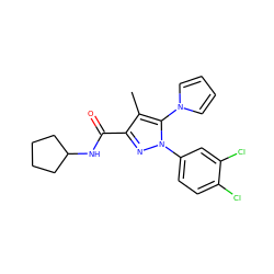 Cc1c(C(=O)NC2CCCC2)nn(-c2ccc(Cl)c(Cl)c2)c1-n1cccc1 ZINC000045298693