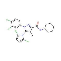 Cc1c(C(=O)NC2CCCCC2)nn(-c2ccc(Cl)c(Cl)c2)c1-n1c(Cl)ccc1Cl ZINC000073129699