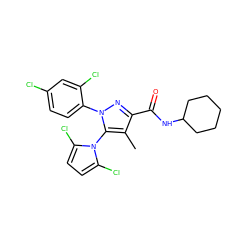 Cc1c(C(=O)NC2CCCCC2)nn(-c2ccc(Cl)cc2Cl)c1-n1c(Cl)ccc1Cl ZINC000073129854