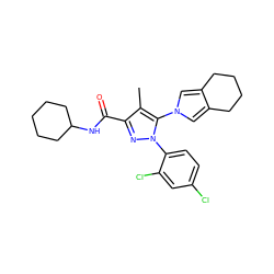 Cc1c(C(=O)NC2CCCCC2)nn(-c2ccc(Cl)cc2Cl)c1-n1cc2c(c1)CCCC2 ZINC000073129536