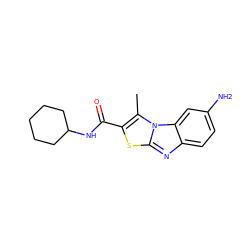 Cc1c(C(=O)NC2CCCCC2)sc2nc3ccc(N)cc3n12 ZINC000007992856