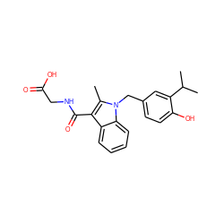 Cc1c(C(=O)NCC(=O)O)c2ccccc2n1Cc1ccc(O)c(C(C)C)c1 ZINC000103239854