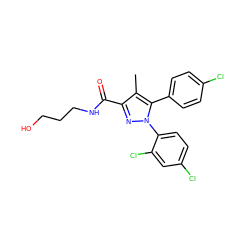 Cc1c(C(=O)NCCCO)nn(-c2ccc(Cl)cc2Cl)c1-c1ccc(Cl)cc1 ZINC000013474262