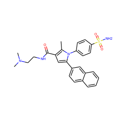 Cc1c(C(=O)NCCN(C)C)cc(-c2ccc3ccccc3c2)n1-c1ccc(S(N)(=O)=O)cc1 ZINC000064528413