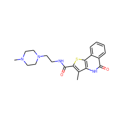 Cc1c(C(=O)NCCN2CCN(C)CC2)sc2c1[nH]c(=O)c1ccccc12 ZINC000169352960