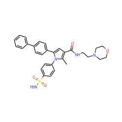 Cc1c(C(=O)NCCN2CCOCC2)cc(-c2ccc(-c3ccccc3)cc2)n1-c1ccc(S(N)(=O)=O)cc1 ZINC000064527670