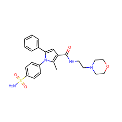 Cc1c(C(=O)NCCN2CCOCC2)cc(-c2ccccc2)n1-c1ccc(S(N)(=O)=O)cc1 ZINC000064528412