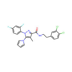 Cc1c(C(=O)NCCc2ccc(Cl)c(Cl)c2)nn(-c2ccc(F)cc2F)c1-n1cccc1 ZINC000045299612