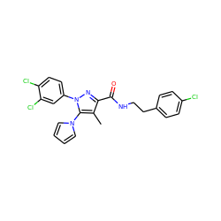 Cc1c(C(=O)NCCc2ccc(Cl)cc2)nn(-c2ccc(Cl)c(Cl)c2)c1-n1cccc1 ZINC000045288989