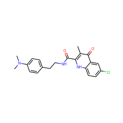 Cc1c(C(=O)NCCc2ccc(N(C)C)cc2)[nH]c2ccc(Cl)cc2c1=O ZINC001772605585