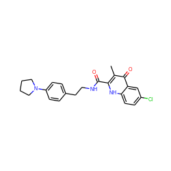 Cc1c(C(=O)NCCc2ccc(N3CCCC3)cc2)[nH]c2ccc(Cl)cc2c1=O ZINC001772628349