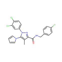 Cc1c(C(=O)NCc2ccc(Cl)cc2)nn(-c2ccc(Cl)c(Cl)c2)c1-n1cccc1 ZINC000045290281