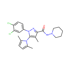 Cc1c(C(=O)NN2CCCCC2)nn(-c2ccc(Cl)c(Cl)c2)c1-n1c(C)ccc1C ZINC000014975698