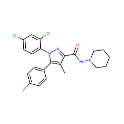 Cc1c(C(=O)NN2CCCCC2)nn(-c2ccc(Cl)cc2Cl)c1-c1ccc(I)cc1 ZINC000001997139