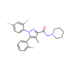 Cc1c(C(=O)NN2CCCCC2)nn(-c2ccc(Cl)cc2Cl)c1-c1ccccc1I ZINC000027864851