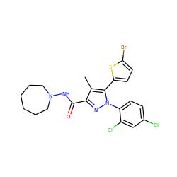 Cc1c(C(=O)NN2CCCCCC2)nn(-c2ccc(Cl)cc2Cl)c1-c1ccc(Br)s1 ZINC000044386549