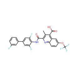 Cc1c(C(=O)Nc2c(F)cc(-c3cccc(F)c3)cc2F)nc2ccc(OC(F)(F)F)cc2c1C(=O)O ZINC000169350343