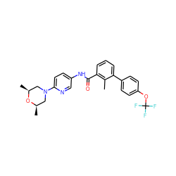 Cc1c(C(=O)Nc2ccc(N3C[C@H](C)O[C@H](C)C3)nc2)cccc1-c1ccc(OC(F)(F)F)cc1 ZINC000068202099