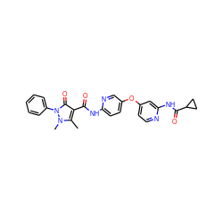 Cc1c(C(=O)Nc2ccc(Oc3ccnc(NC(=O)C4CC4)c3)cn2)c(=O)n(-c2ccccc2)n1C ZINC000261174351