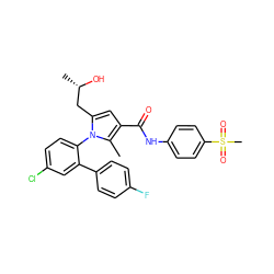 Cc1c(C(=O)Nc2ccc(S(C)(=O)=O)cc2)cc(C[C@H](C)O)n1-c1ccc(Cl)cc1-c1ccc(F)cc1 ZINC000068202923