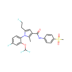 Cc1c(C(=O)Nc2ccc(S(C)(=O)=O)cc2)cc(CCF)n1-c1ccc(F)cc1OC(F)F ZINC000118712640