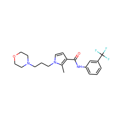 Cc1c(C(=O)Nc2cccc(C(F)(F)F)c2)ccn1CCCN1CCOCC1 ZINC000205356253