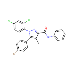 Cc1c(C(=O)Nc2ccccc2)nn(-c2ccc(Cl)cc2Cl)c1-c1ccc(Br)cc1 ZINC000013472872